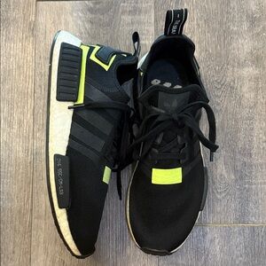 Adidas Black and Lime Athletic Shoes